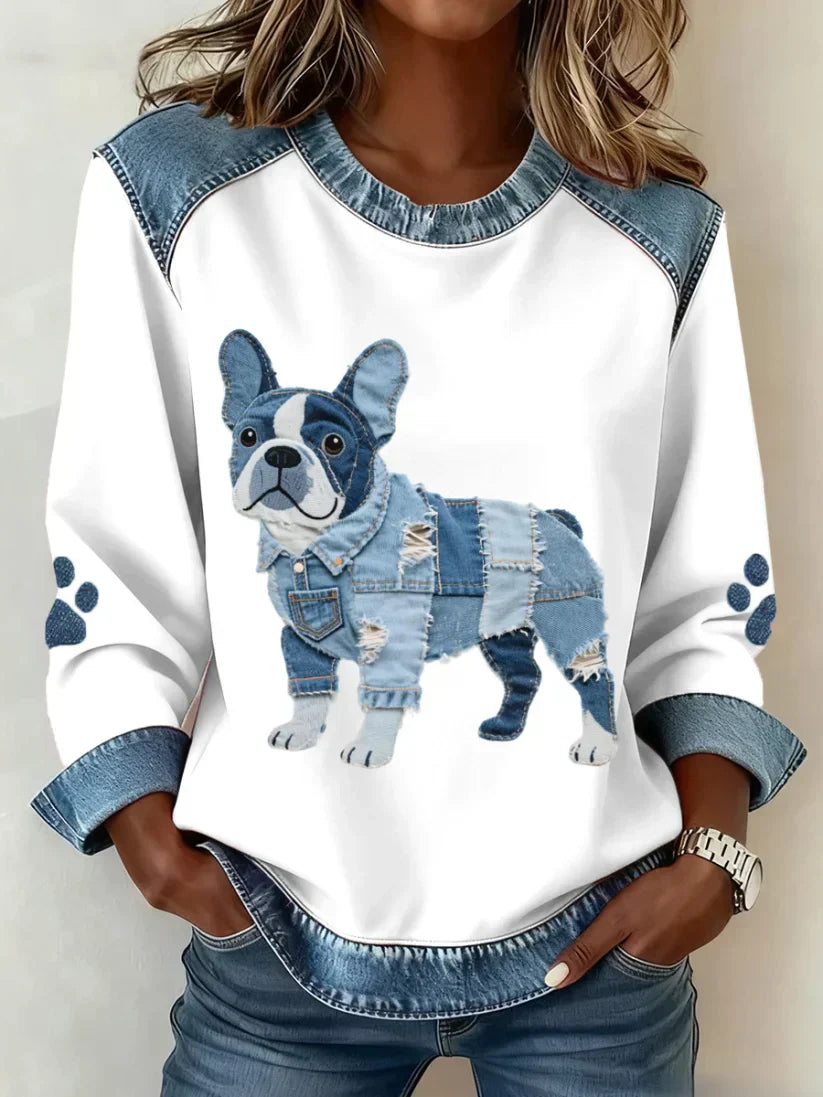 Lilah – Sweat-shirt avec imprimés de teckel et patchwork