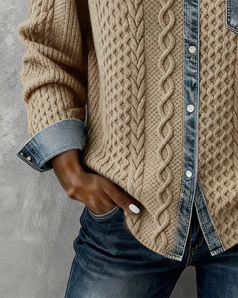 Chemise à manches longues avec détails en denim