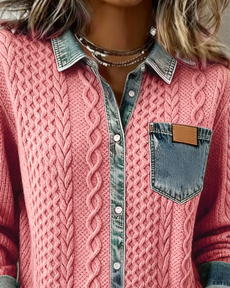 Chemise à manches longues avec détails en denim