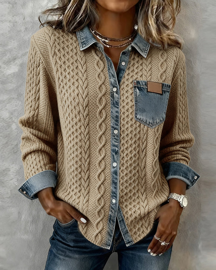 Chemise à manches longues avec détails en denim
