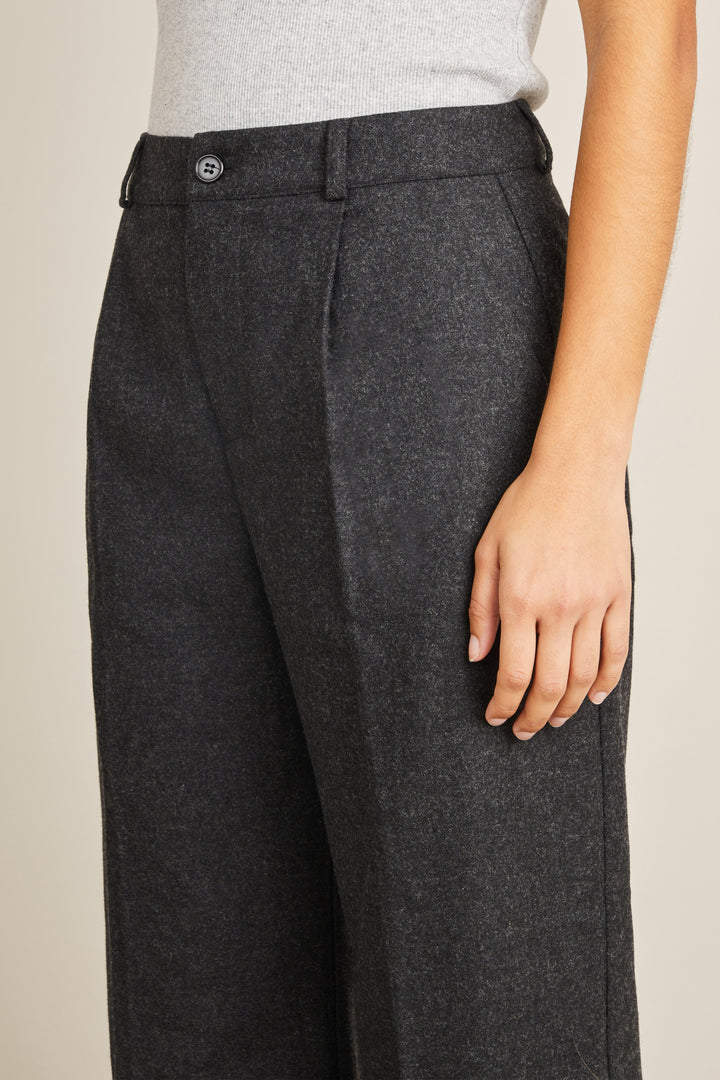 Flannel palazzo pants in charcoal grey