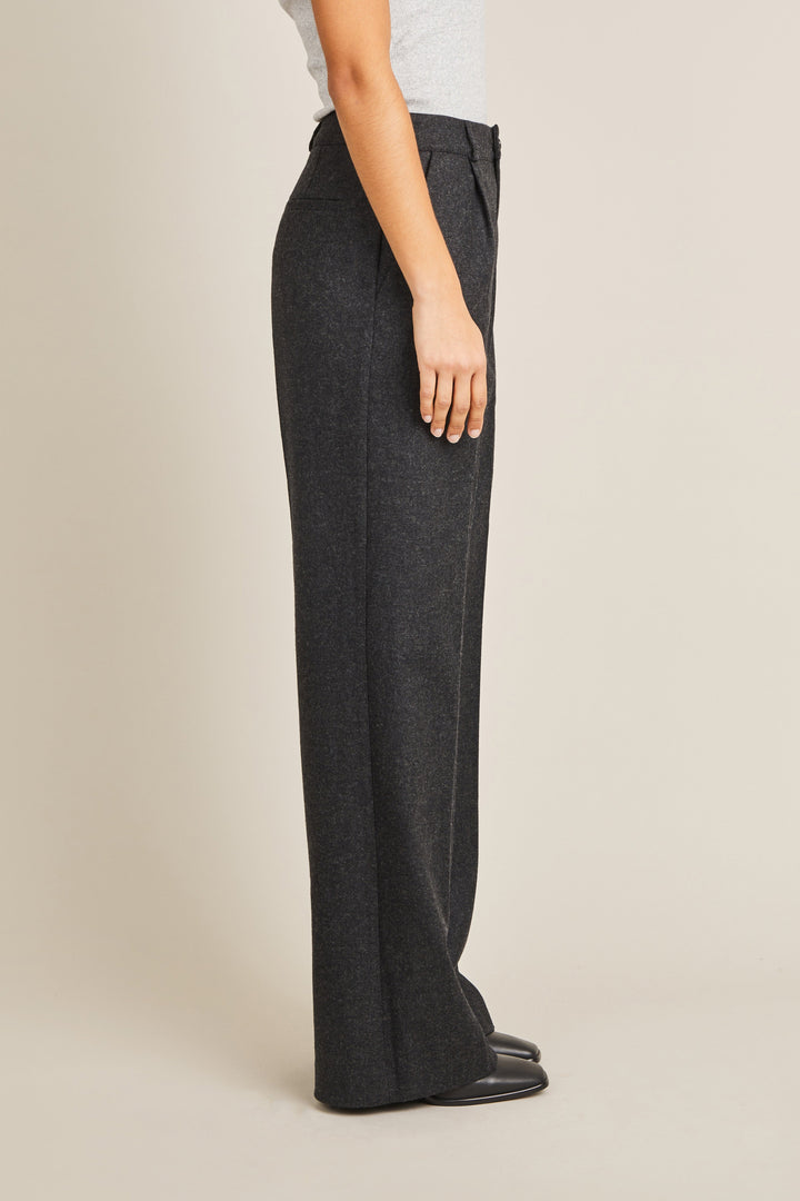 Flannel palazzo pants in charcoal grey