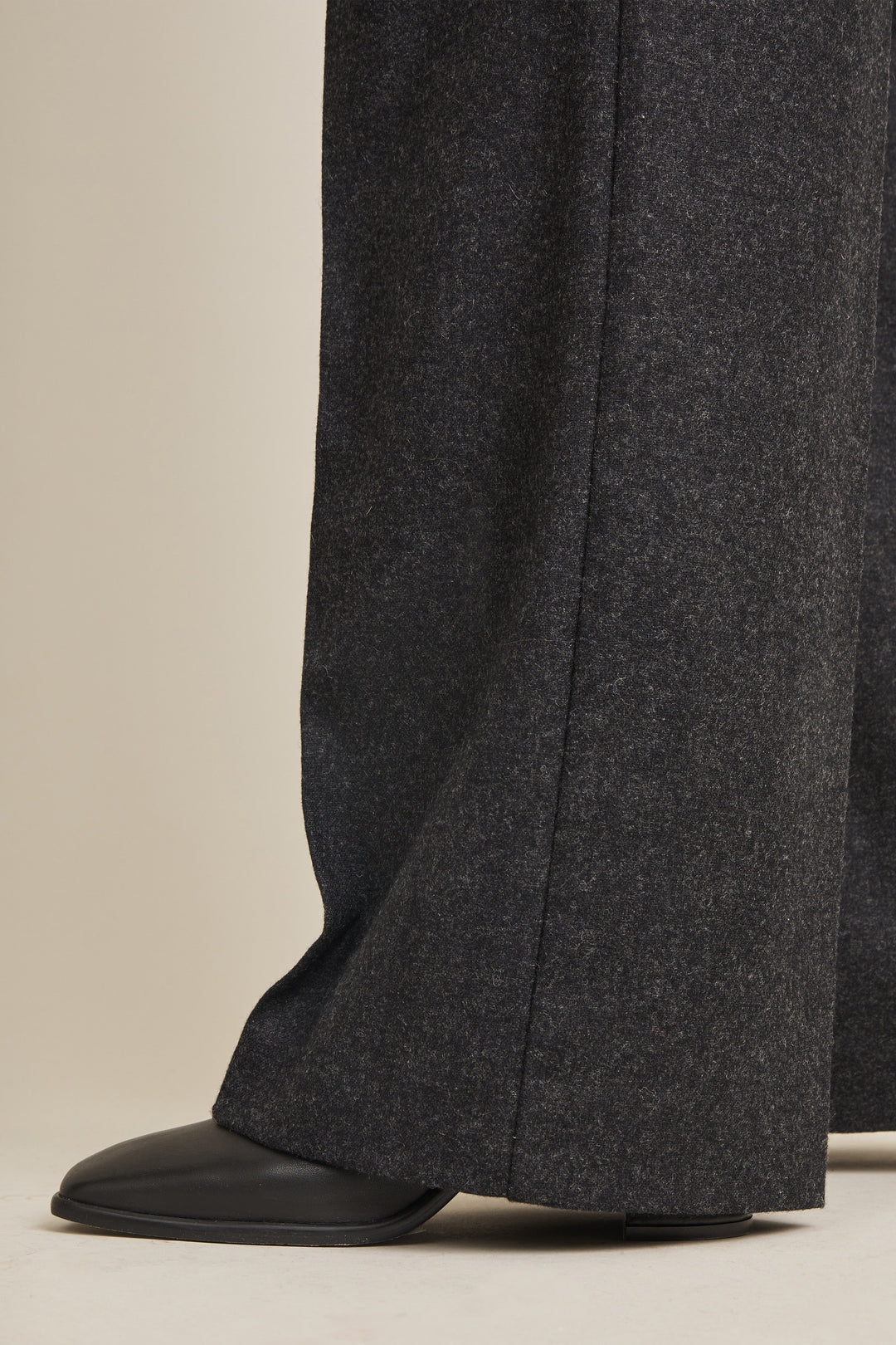 Flannel palazzo pants in charcoal grey