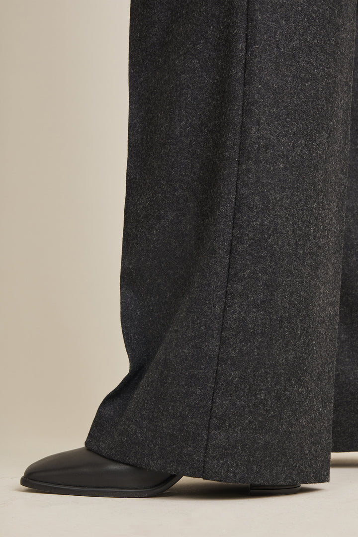 Flannel palazzo pants in charcoal grey