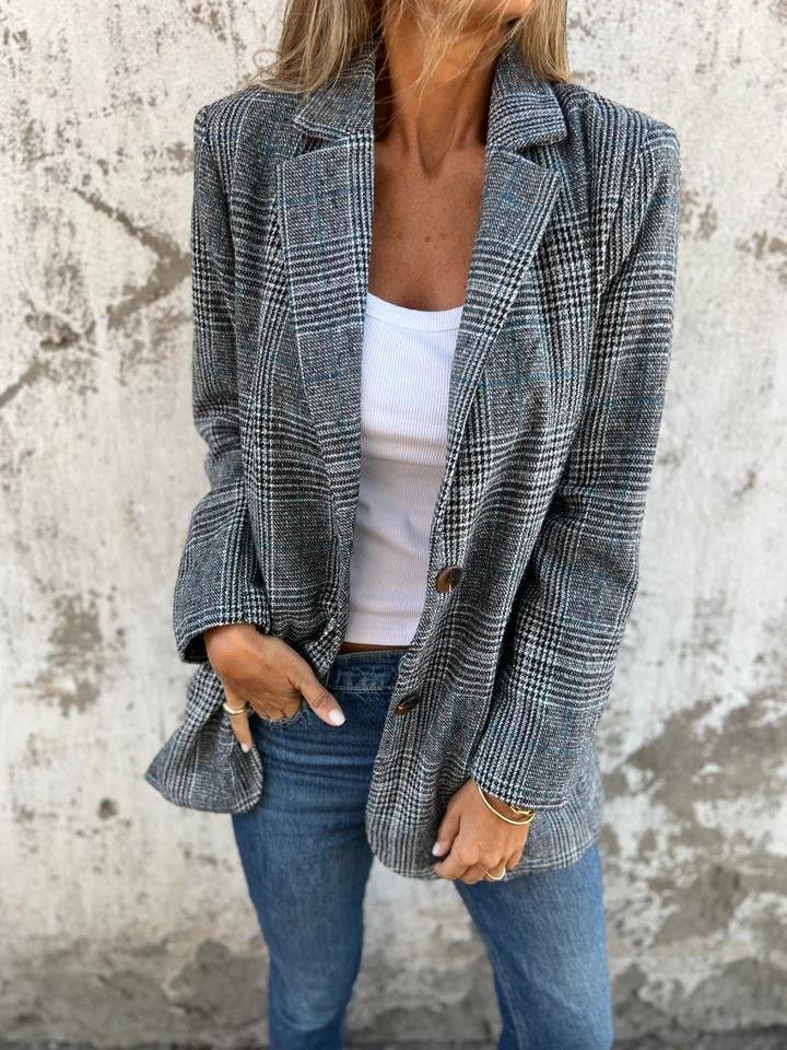 Amelia™ - Blazer décontracté à carreaux avec revers