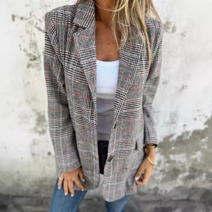 Amelia™ - Blazer décontracté à carreaux avec revers
