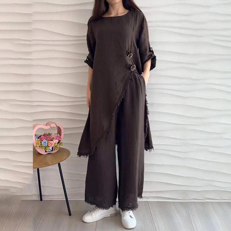 Costume de 2 pièces décontracté pour femmes avec rond suivant