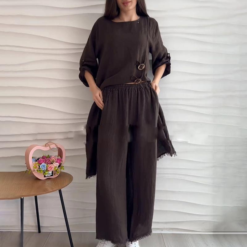 Costume de 2 pièces décontracté pour femmes avec rond suivant